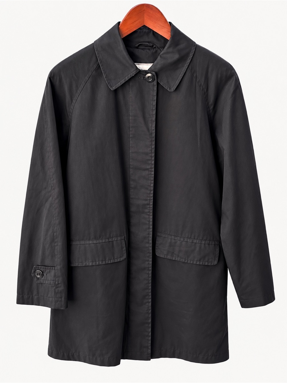 London Fog Women’s Black Car Coat Trench Jacket Small Classic 33”
